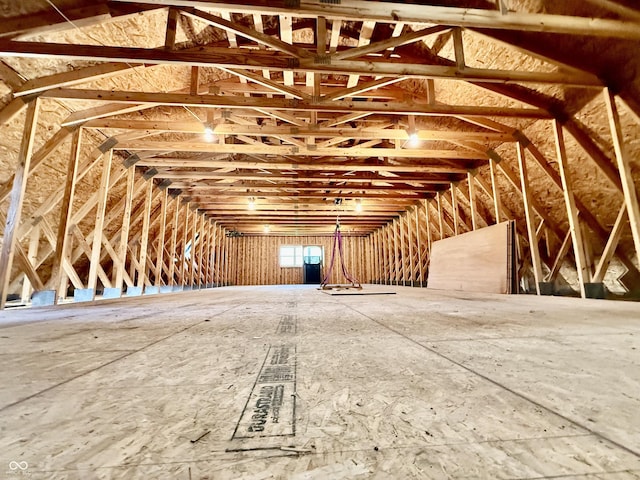 view of unfinished attic