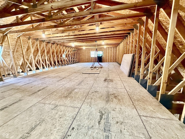 view of unfinished attic