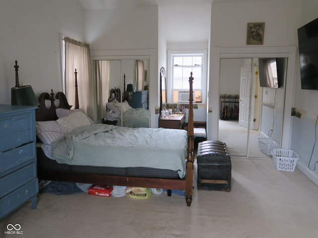 carpeted bedroom with cooling unit