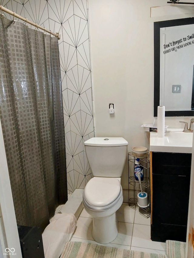11651 Congressional Ln, Indianapolis, IN 46235 - full bath with tile patterned floors, toilet, a shower with curtain, and vanity