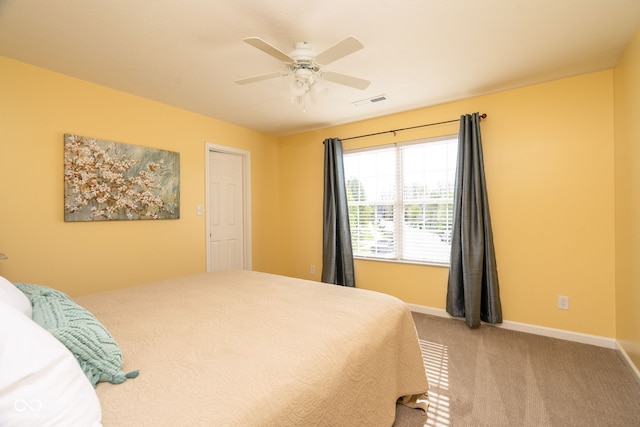996 Denton Ct, Westfield, IN 46074 - bedroom featuring a ceiling fan, baseboards, light colored carpet, and visible vents