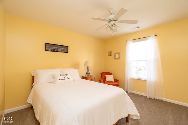 996 Denton Ct, Westfield, IN 46074 - bedroom with visible vents, carpet flooring, baseboards, and a ceiling fan