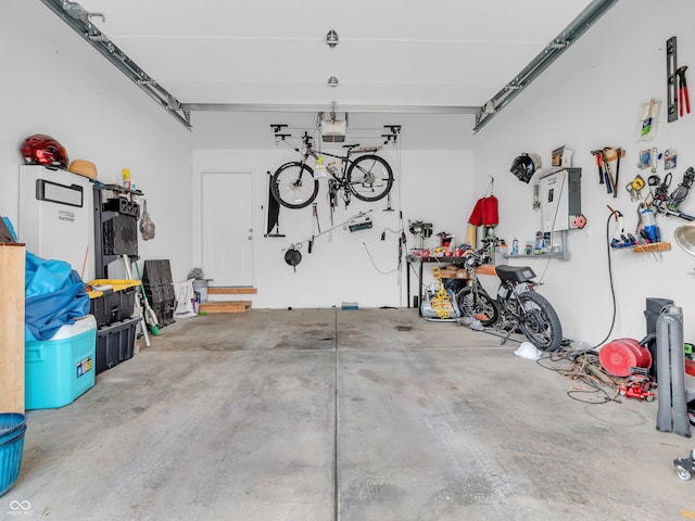 garage with a garage door opener