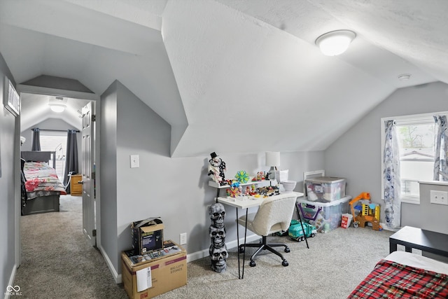 842 Miller Ave, Shelbyville, IN 46176 - carpeted home office featuring lofted ceiling