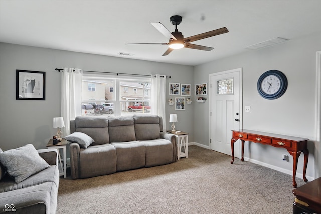 842 Miller Ave, Shelbyville, IN 46176 - living room featuring visible vents, a ceiling fan, and a wealth of natural light