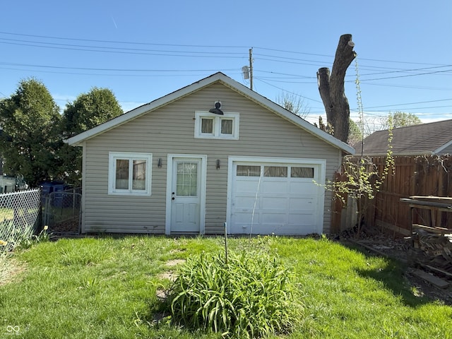 detached garage with fence