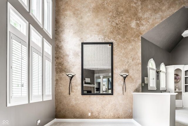 10919 Running Tide Ct, Indianapolis, IN 46236 - bathroom with a towering ceiling, plenty of natural light, and vanity