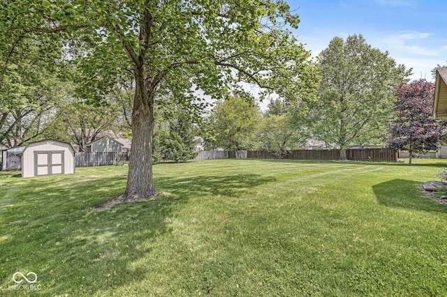 view of yard with a shed and an outdoor structure