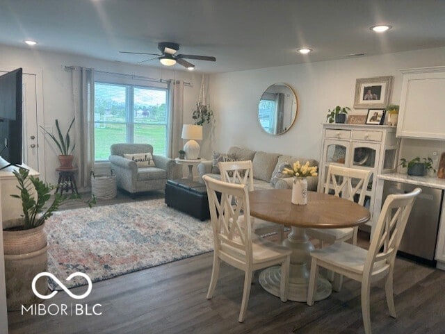 1511 Coen Ct, Columbus, IN 47201 - dining space with dark wood-style flooring and ceiling fan