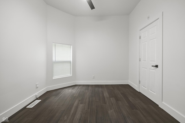 629 N Keystone Ave, Indianapolis, IN 46201 - empty room with dark wood-type flooring, baseboards, and ceiling fan