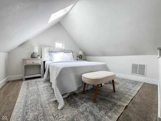 629 N Keystone Ave, Indianapolis, IN 46201 - carpeted bedroom featuring lofted ceiling, a skylight, and baseboards