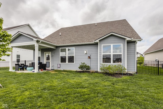 14878 Anees Ln, Fishers, IN 46040 - back of property with a patio, an outdoor living space, and roof with shingles