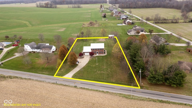 bird's eye view featuring a rural view