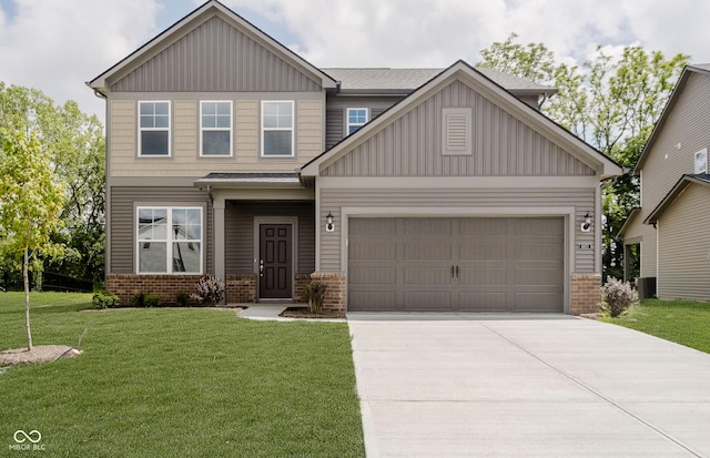 6871 Seabiscuit Rd, Whitestown, IN 46075 - craftsman house featuring brick siding, board and batten siding, concrete driveway, and a garage