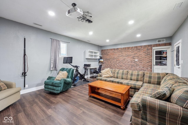 1416 Wellington Ave, Indianapolis, IN 46219 - living room featuring visible vents, recessed lighting, baseboards, and wood finished floors