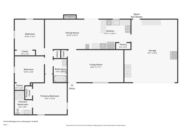 1416 Wellington Ave, Indianapolis, IN 46219 - floor plan