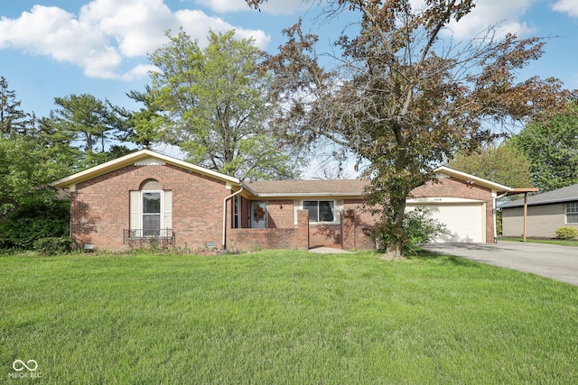 1416 Wellington Ave, Indianapolis, IN 46219 - single story home featuring brick siding, a front lawn, an attached garage, and concrete driveway