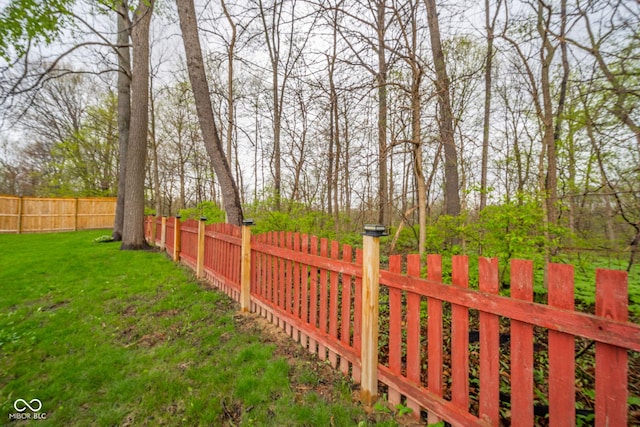 view of yard with a fenced backyard