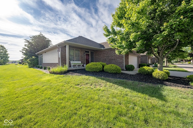 476 Glenview Dr, Greencastle, IN 46135 - single story home with brick siding, a garage, and a front yard