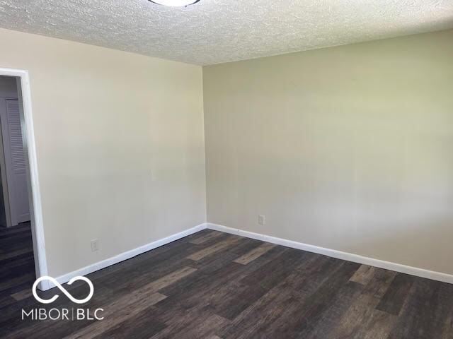 1204 Ladoga Rd, Crawfordsville, IN 47933 - unfurnished room featuring a textured ceiling and dark wood-type flooring