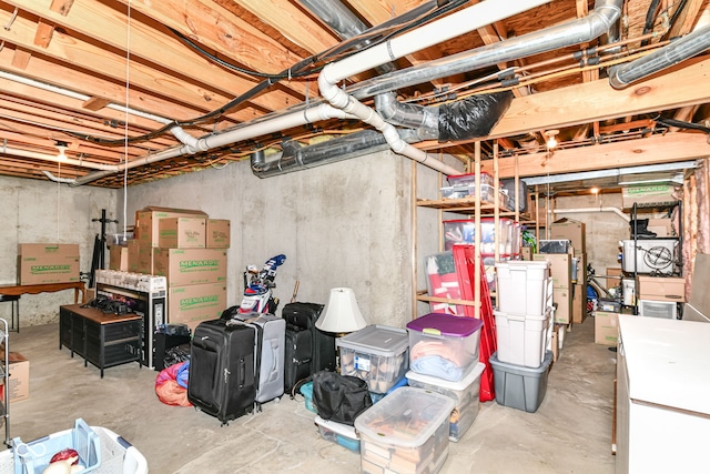 view of unfinished basement