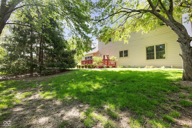 view of yard featuring a deck