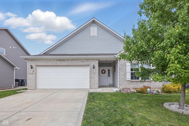 1666 Huntzinger Blvd, Pendleton, IN 46064 - ranch-style house featuring concrete driveway, brick siding, an attached garage, and a front yard