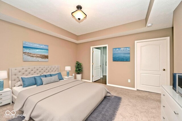 2342 Sheek Rd, Greenwood, IN 46143 - bedroom with light carpet, baseboards, and a raised ceiling