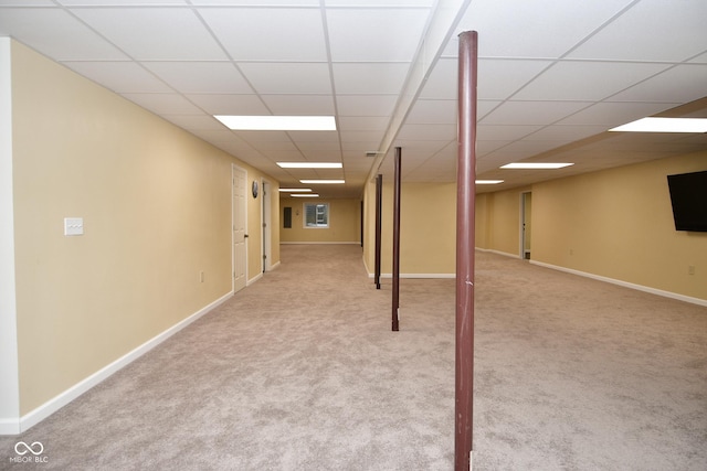 1623 W Stoneybrook Ln, Crawfordsville, IN 47933 - finished below grade area featuring carpet flooring, baseboards, and a paneled ceiling