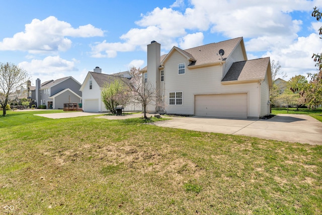 15329 Smithfield Dr, Westfield, IN 46074 - view of front facade featuring driveway, a residential view, a front lawn, and a garage