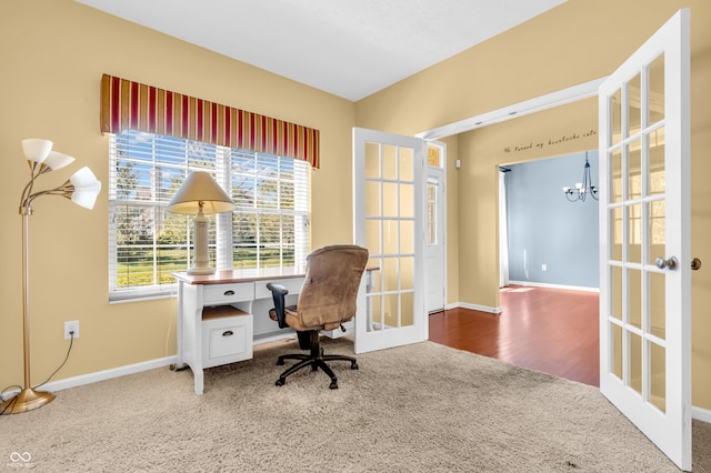 15329 Smithfield Dr, Westfield, IN 46074 - office with plenty of natural light, carpet floors, baseboards, and french doors