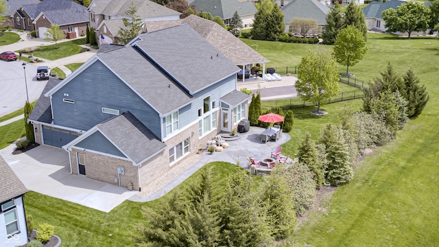 aerial view featuring a residential view