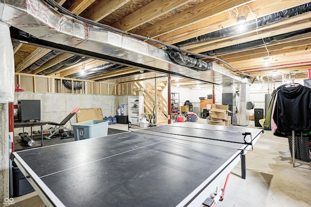 playroom with concrete floors