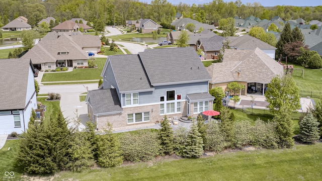 aerial view with a residential view