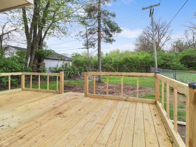 deck featuring a fenced backyard