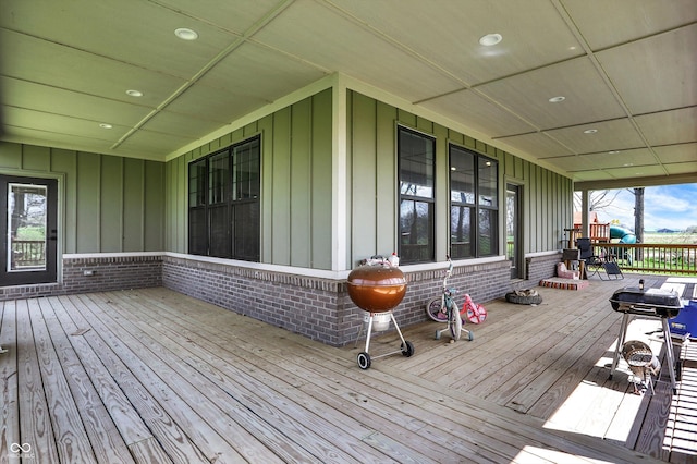 wooden terrace with covered porch