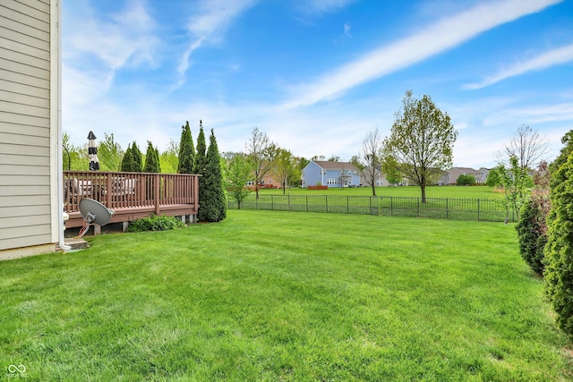 view of yard with a wooden deck