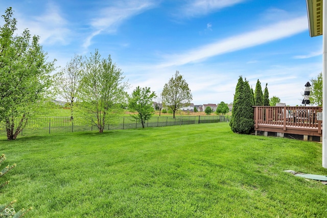 view of yard with a deck