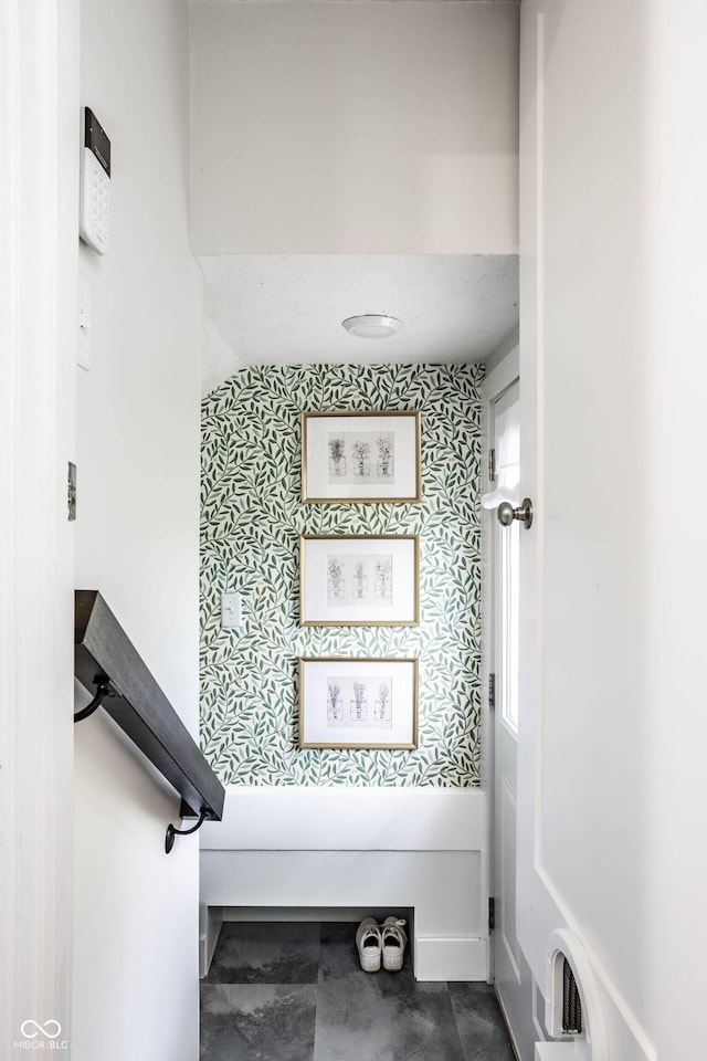 1451 N Grant Ave, Indianapolis, IN 46201 - stairs with wallpapered walls