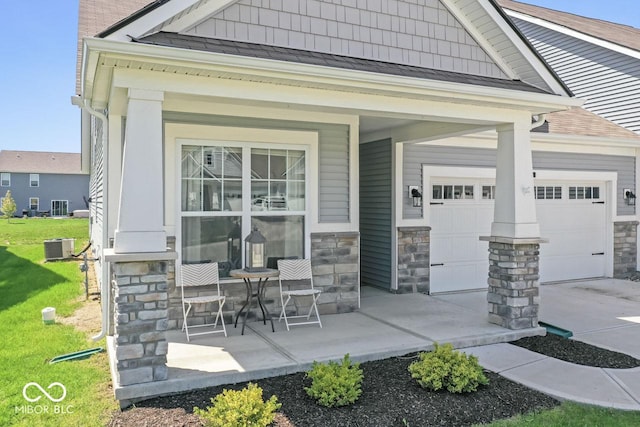 75 Hovden Dr, Cicero, IN 46034 - exterior space featuring a garage, covered porch, cooling unit, and driveway