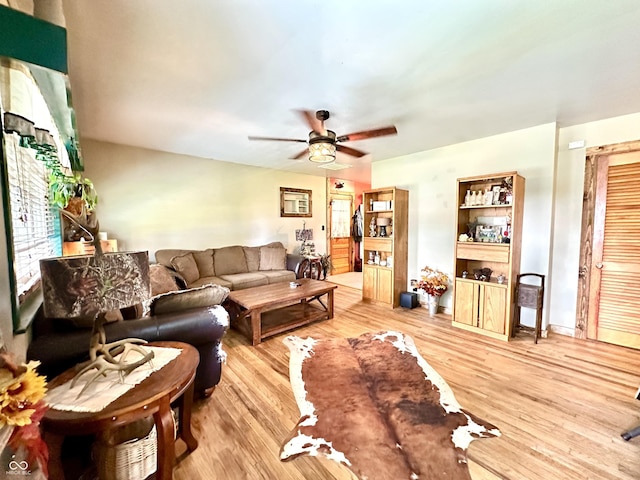 812 W Walnut Dr, Rockville, IN 47872 - living area with light wood-style floors and ceiling fan