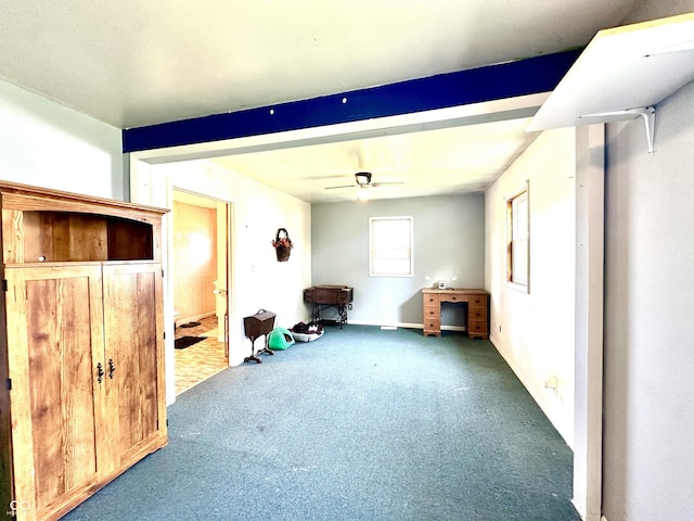 812 W Walnut Dr, Rockville, IN 47872 - interior space featuring baseboards, ceiling fan, and carpet flooring