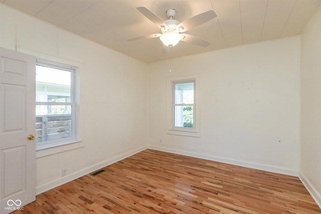 4710 Hinesley Ave, Indianapolis, IN 46208 - unfurnished room with ceiling fan, visible vents, baseboards, and light wood-type flooring