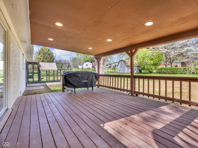 deck featuring area for grilling