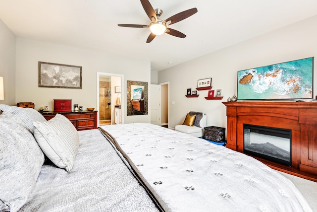 9359 Foudray Cir N, Avon, IN 46123 - bedroom with a glass covered fireplace and ceiling fan