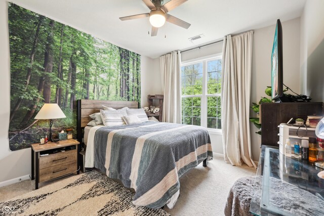 9359 Foudray Cir N, Avon, IN 46123 - bedroom with baseboards, carpet floors, and a ceiling fan