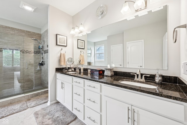 9359 Foudray Cir N, Avon, IN 46123 - bathroom featuring a shower stall and double vanity