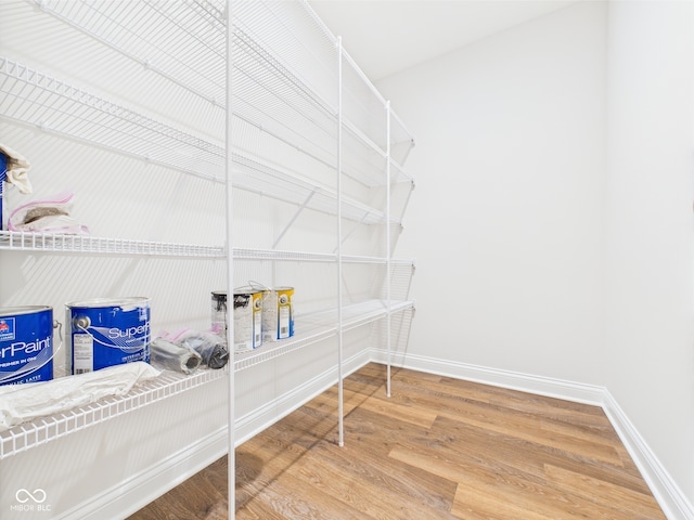 walk in closet featuring wood finished floors