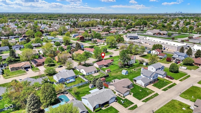birds eye view of property with a residential view