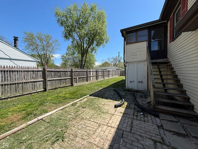 view of yard featuring a fenced backyard